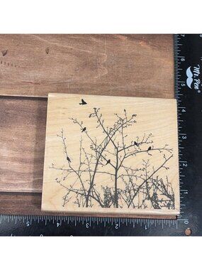 Penny Black Winter Ledge 4271L Wood Mounted Rubber Stamp Birds Branches Nature S
